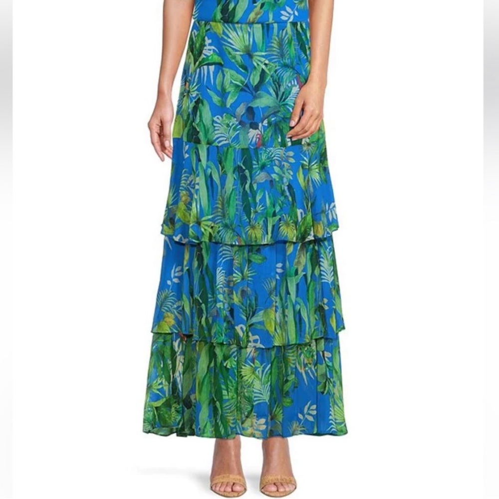 Antonio Melani pia tropical palms tiered maxi skirt